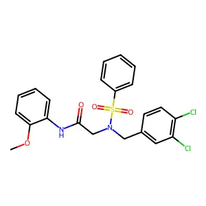 2-[benzenesulfonyl-[(3,4-dichlorophenyl)methyl]amino]-N-(2-methoxyphenyl)acetamide structure