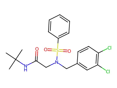 2-[benzenesulfonyl-[(3,4-dichlorophenyl)methyl]amino]-N-tert-butylacetamide structure
