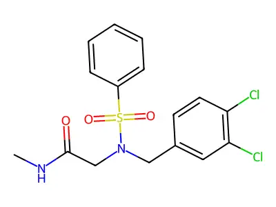 2-[benzenesulfonyl-[(3,4-dichlorophenyl)methyl]amino]-N-methylacetamide structure