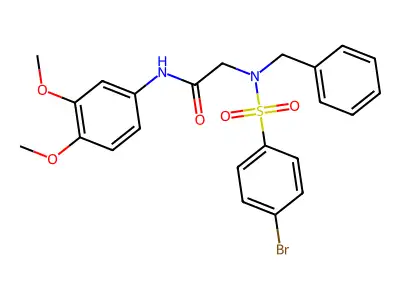 2-[benzyl-(4-bromophenyl)sulfonylamino]-N-(3,4-dimethoxyphenyl)acetamide structure