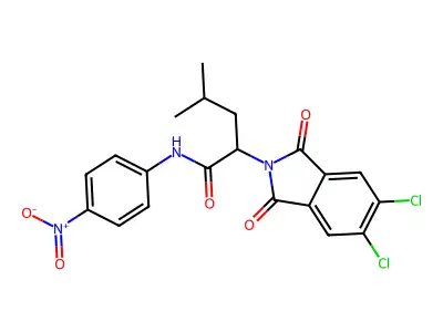 2-(5,6-dichloro-1,3-dioxoisoindol-2-yl)-4-methyl-N-(4-nitrophenyl)pentanamide structure