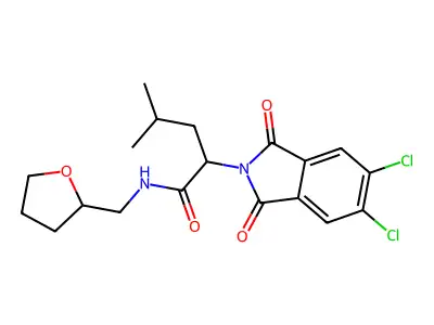 2-(5,6-dichloro-1,3-dioxoisoindol-2-yl)-4-methyl-N-(oxolan-2-ylmethyl)pentanamide structure