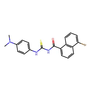 N-(5-bromo-1-naphthoyl)-N'-[4-(dimethylamino)phenyl]thiourea structure