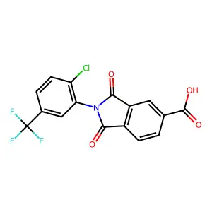 2-[2-Chloro-5-(trifluoromethyl)phenyl]-1,3-dioxoisoindole-5-carboxylic acid structure