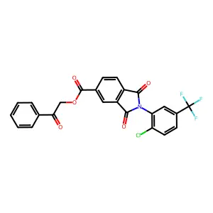 2-oxo-2-phenylethyl 2-[2-chloro-5-(trifluoromethyl)phenyl]-1,3-dioxo-2,3-dihydro-1H-isoindole-5-carboxylate structure