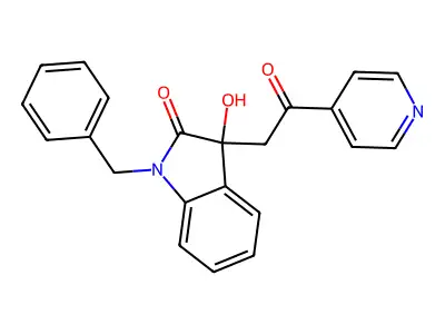 1-benzyl-3-hydroxy-3-[2-oxo-2-(4-pyridinyl)ethyl]-1,3-dihydro-2H-indol-2-one structure
