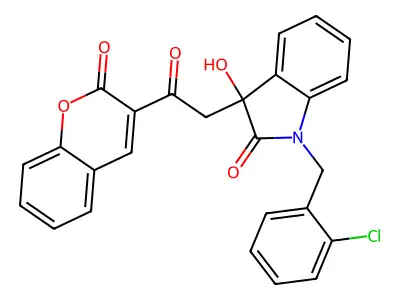 1-(2-chlorobenzyl)-3-hydroxy-3-[2-oxo-2-(2-oxo-2H-chromen-3-yl)ethyl]-1,3-dihydro-2H-indol-2-one structure