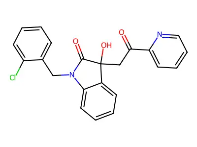 1-[(2-Chlorophenyl)methyl]-3-hydroxy-3-(2-oxo-2-pyridin-2-ylethyl)indol-2-one structure