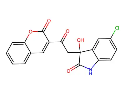 5-chloro-3-hydroxy-3-[2-oxo-2-(2-oxochromen-3-yl)ethyl]-1H-indol-2-one structure