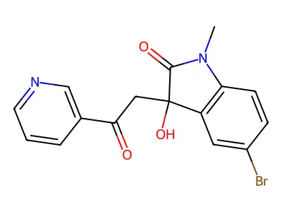 5-bromo-3-hydroxy-1-methyl-3-(2-oxo-2-pyridin-3-ylethyl)indol-2-one structure