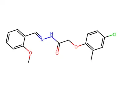 2-(4-chloro-2-methylphenoxy)-N-[(2-methoxyphenyl)methylideneamino]acetamide structure