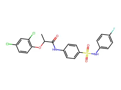 2-(2,4-dichlorophenoxy)-N-[4-[(4-fluorophenyl)sulfamoyl]phenyl]propanamide structure