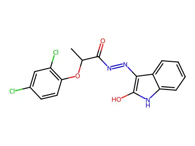 3-(2-(2,4-Dichlorophenoxy)propionylhydrazidyl)-2-oxoindoline structure