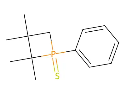 2,2,3,3-Tetramethyl-1-phenyl-1lambda~5~-phosphetane-1-thione structure