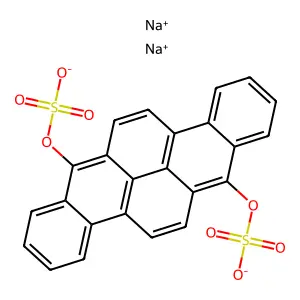 Dibenzo[b,def]chrysene-7,14-diol, 7,14-bis(hydrogen sulfate), sodium salt (1:2) structure