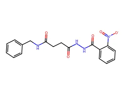 N-benzyl-4-(2-{2-nitrobenzoyl}hydrazino)-4-oxobutanamide structure