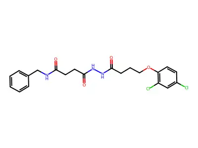 N-benzyl-4-{2-[4-(2,4-dichlorophenoxy)butanoyl]hydrazino}-4-oxobutanamide structure