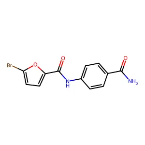 N-[4-(aminocarbonyl)phenyl]-5-bromo-2-furamide structure