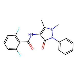 N-(1,5-dimethyl-3-oxo-2-phenyl-2,3-dihydro-1H-pyrazol-4-yl)-2,6-difluorobenzamide structure