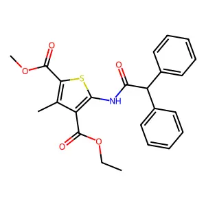 4-Ethyl 2-methyl 5-(2,2-diphenylacetamido)-3-methylthiophene-2,4-dicarboxylate structure