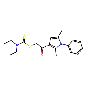2-(2,5-dimethyl-1-phenyl-1H-pyrrol-3-yl)-2-oxoethyl diethylcarbamodithioate structure