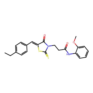 3-[(5Z)-5-[(4-ethylphenyl)methylidene]-4-oxo-2-sulfanylidene-1,3-thiazolidin-3-yl]-N-(2-methoxyphenyl)propanamide structure