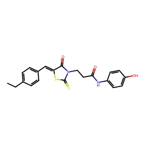 3-[(5Z)-5-[(4-ethylphenyl)methylidene]-4-oxo-2-sulfanylidene-1,3-thiazolidin-3-yl]-N-(4-hydroxyphenyl)propanamide structure