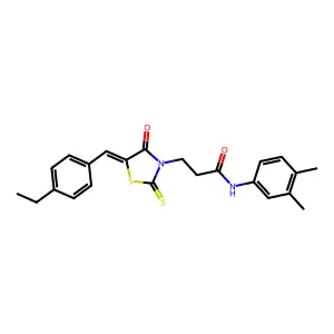 N-(3,4-dimethylphenyl)-3-[(5Z)-5-[(4-ethylphenyl)methylidene]-4-oxo-2-sulfanylidene-1,3-thiazolidin-3-yl]propanamide structure