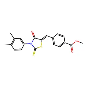 methyl 4-[(Z)-[3-(3,4-dimethylphenyl)-4-oxo-2-sulfanylidene-1,3-thiazolidin-5-ylidene]methyl]benzoate structure