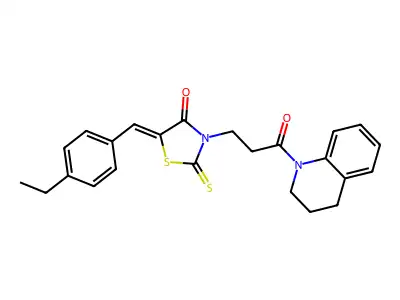 (5Z)-5-[(4-ethylphenyl)methylidene]-3-[3-oxo-3-(1,2,3,4-tetrahydroquinolin-1-yl)propyl]-2-sulfanylidene-1,3-thiazolidin-4-one structure