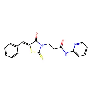 3-(5-benzylidene-4-oxo-2-thioxo-1,3-thiazolidin-3-yl)-N-2-pyridinylpropanamide structure