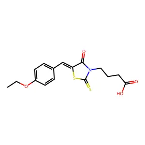 4-[(5Z)-5-[(4-ethoxyphenyl)methylidene]-4-oxo-2-sulfanylidene-1,3-thiazolidin-3-yl]butanoic acid structure
