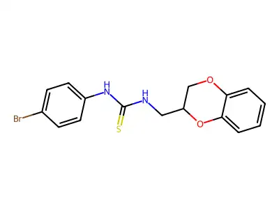 N-(4-bromophenyl)-N'-(2,3-dihydro-1,4-benzodioxin-2-ylmethyl)thiourea structure