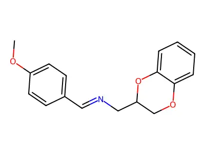 N-(2,3-dihydro-1,4-benzodioxin-2-ylmethyl)-N-(4-methoxybenzylidene)amine structure