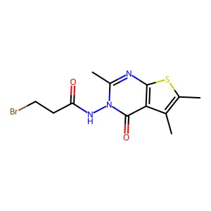 3-bromo-N-(2,5,6-trimethyl-4-oxothieno[2,3-d]pyrimidin-3(4H)-yl)propanamide structure