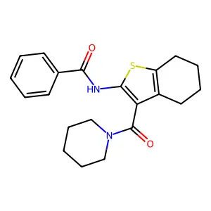 N-[3-(piperidine-1-carbonyl)-4,5,6,7-tetrahydro-1-benzothiophen-2-yl]benzamide structure