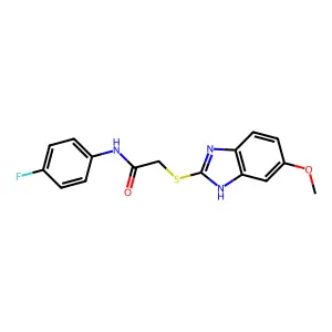 N-(4-fluorophenyl)-2-[(6-methoxy-1H-benzimidazol-2-yl)sulfanyl]acetamide structure