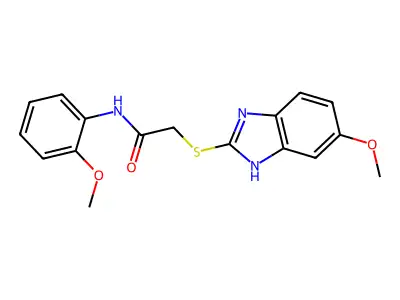 2-[(5-methoxy-1H-benzimidazol-2-yl)sulfanyl]-N-(2-methoxyphenyl)acetamide structure