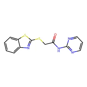 2-(1,3-benzothiazol-2-ylsulfanyl)-N-pyrimidin-2-ylacetamide structure