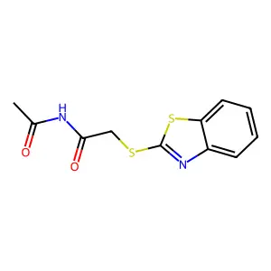 N-acetyl-2-(1,3-benzothiazol-2-ylsulfanyl)acetamide structure