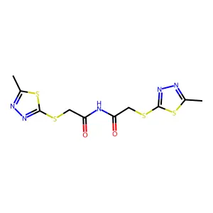 2-[(5-methyl-1,3,4-thiadiazol-2-yl)sulfanyl]-N-[2-[(5-methyl-1,3,4-thiadiazol-2-yl)sulfanyl]acetyl]acetamide structure