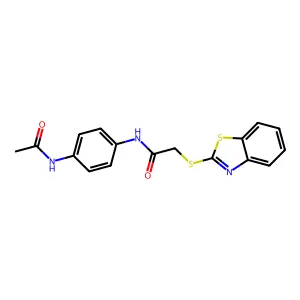 N-(4-acetamidophenyl)-2-(1,3-benzothiazol-2-ylsulfanyl)acetamide structure