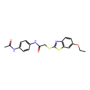 N-(4-acetamidophenyl)-2-[(6-ethoxy-1,3-benzothiazol-2-yl)sulfanyl]acetamide structure