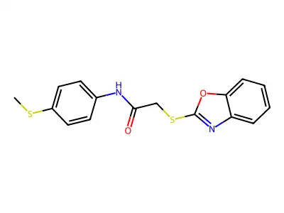 2-(1,3-benzoxazol-2-ylsulfanyl)-N-(4-methylsulfanylphenyl)acetamide structure