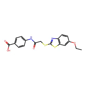 4-[[2-[(6-Ethoxy-1,3-benzothiazol-2-yl)sulfanyl]acetyl]amino]benzoic acid structure