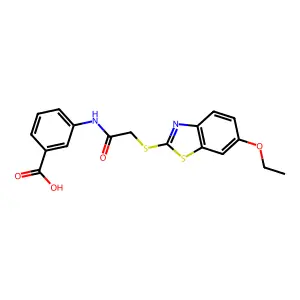 3-[[2-[(6-Ethoxy-1,3-benzothiazol-2-yl)sulfanyl]acetyl]amino]benzoic acid structure