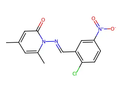 1-[(E)-(2-chloro-5-nitrophenyl)methylideneamino]-4,6-dimethylpyridin-2-one structure