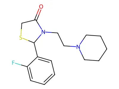 2-(2-Fluorophenyl)-3-(2-piperidin-1-ylethyl)-1,3-thiazolidin-4-one structure