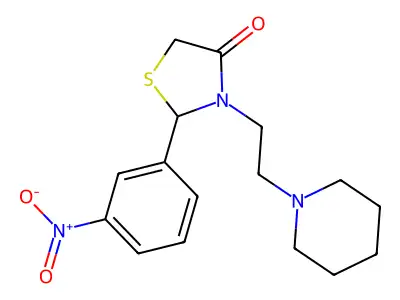 2-(3-Nitrophenyl)-3-(2-piperidin-1-ylethyl)-1,3-thiazolidin-4-one structure