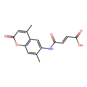 (E)-4-[(4,7-dimethyl-2-oxochromen-6-yl)amino]-4-oxobut-2-enoic acid structure